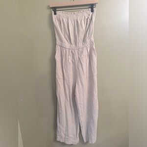 Abercrombie & Fitch linen strapless cotton tan & white striped romper M